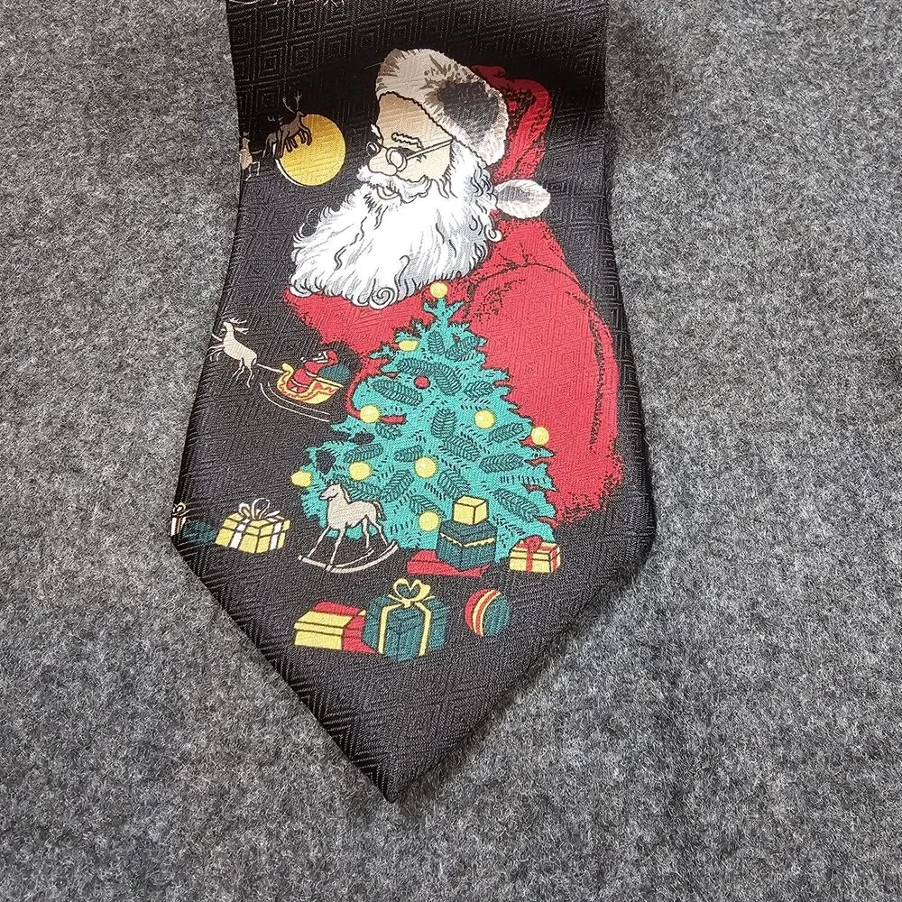 Vintage Santa Claus Christmas Tie Holiday Party Necktie